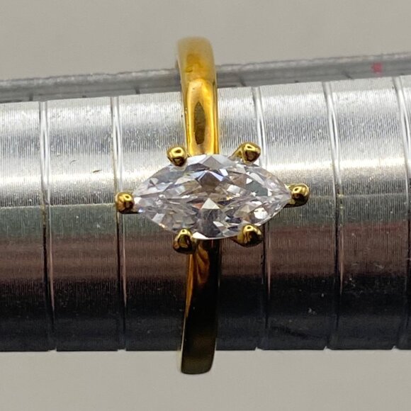 NWT NV Gold Tone 3 Pc Marquise CZ Bridal Ring Set Sz 10 Engagement Enhancers - Picture 9 of 11